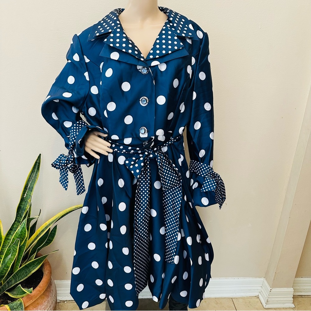 Beautiful Navy Polka Dot dress by Tally Taylor Sz 24W